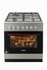 Cuisinière Haier 60x60 – 4 Feux (3 Gaz + 1 Électrique) avec Four Électrique – Gris Noir – HCR2031EESB