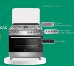 Cuisinière à Gaz 5 Feux - 90x60 cm - Inox - Full Option - Grand Four, Grill et Design Moderne – Image 2