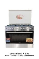 Cuisinière 5 Feux - ROCH 90x60 en Inox – Four à Gaz avec Tournebroche & Design Moderne (Modèle F9L50 G2IL / RGC90EG)