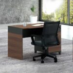 Bureau Workstation en Chêne Brun Foncé et Noir – Dimensions 160x75x75 cm | Design Moderne et Fonctionnel – Image 7