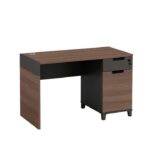 Bureau Workstation en Chêne Brun Foncé et Noir – Dimensions 160x75x75 cm | Design Moderne et Fonctionnel – Image 3