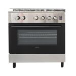 Cuisinière 5 Feux - 80x60 - Inox avec Four à Gaz + Rôtissoire – Allumage Automatique – Modèle TEC80