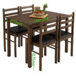 Ensemble Table à Manger 4 Chaises – Bois Massif – Design Compact & Élégant – Image 2