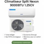 Climatiseur Split Nexon 9000BTU 1.25CV – Turbo – Gaz R410a – Écologique – 220V