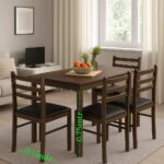 Ensemble Table à Manger 4 Chaises – Bois Massif – Design Compact & Élégant