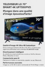 Téléviseur LG 70 Pouces Smart TV 4K UHD UP7550PVD – AI ThinQ, HDR, webOS - Garantie 12 Mois – Image 3