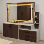 Chambre à Coucher Complète ANKA – 6 Pièces – Armoire 6 Battants – Lit 180x200 – Coiffeuse, Pouf & Banquette – Couleur Marron Gris Élégant – Image 6