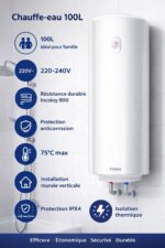 Chauffe-Eau Électrique HAIER 100L Vertical ES100V-A3 – Performance, Sécurité et Économie d’Énergie
